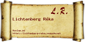 Lichtenberg Réka névjegykártya